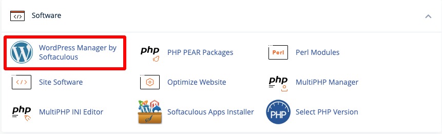 Wordpress manager softaculous